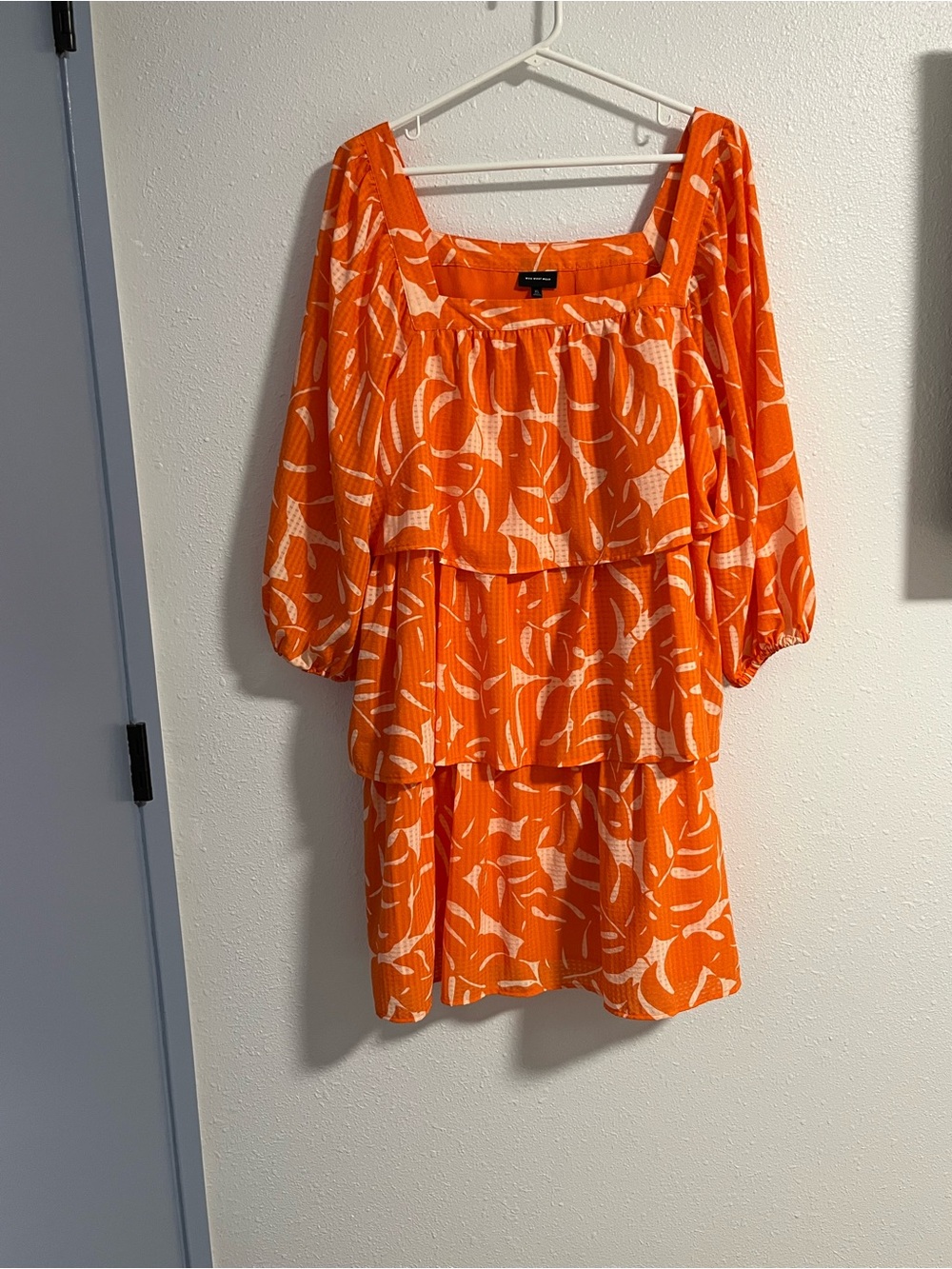 Who What Wear Orange Printed Tiered Mini Dress Size XL